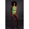 Ouch! Glow Ensemble Bustier et Culotte Filet Vert Fluo